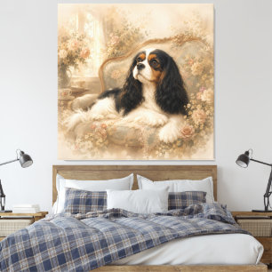 Eleganter dreifarbiger Cavalier King Charles Spani Leinwanddruck