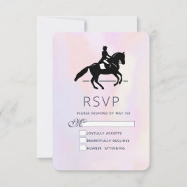 Eleganter Dressurreiter auf einem Aquarellplatz RSVP Karte