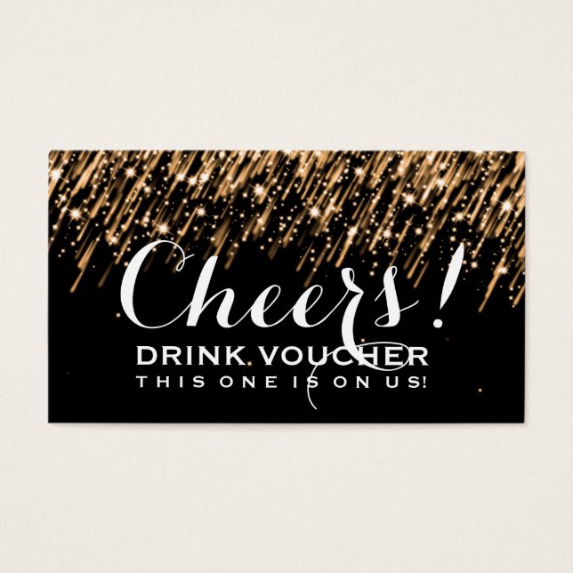 Eleganter Drink Voucher Falling Stars Gold (Vorderseite)