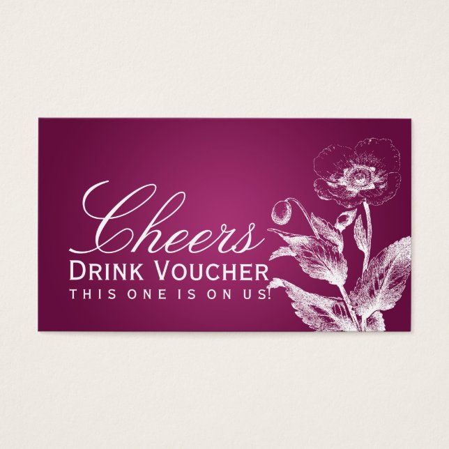 Eleganter Drink Voucher Poppy Pink Berry (Vorderseite)