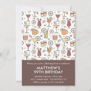 Eleganter Drinks Cocktail 99. Geburtstag Einladung