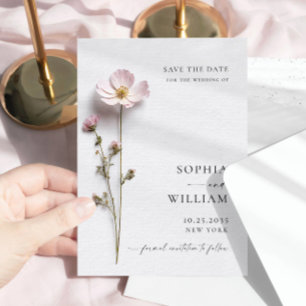 Eleganter Druck gedrückte Pastell-Boho-Blumen Hoch Save The Date