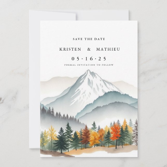 Eleganter druckbarer Berg Save The Date (Vorderseite)