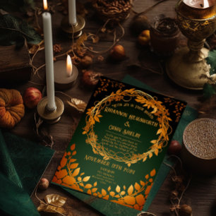 Eleganter Druid Hill Herbstthemen Folieneinladung