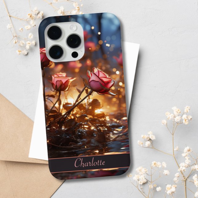Eleganter Dunkelblütenrosa Rosenrosen-Individuelle Case-Mate iPhone Hülle (Von Creator hochgeladen)