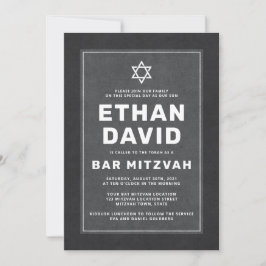 Eleganter dunkelgrauer Stern von David Bar mitzvah Einladung
