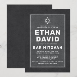 Eleganter dunkelgrauer Stern von David Bar mitzvah Einladung