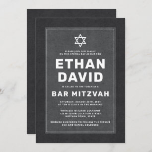 Eleganter dunkelgrauer Stern von David Bar mitzvah Einladung