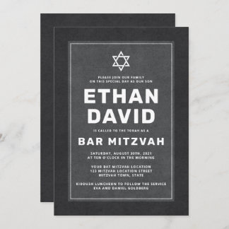 Eleganter dunkelgrauer Stern von David Bar mitzvah Einladung