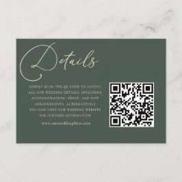 Eleganter dunkelgrüner und goldener QR-Code für Ho Begleitkarte