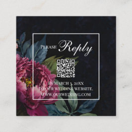 Eleganter dunkelrosa Blumencode QR-UAWG Begleitkarte