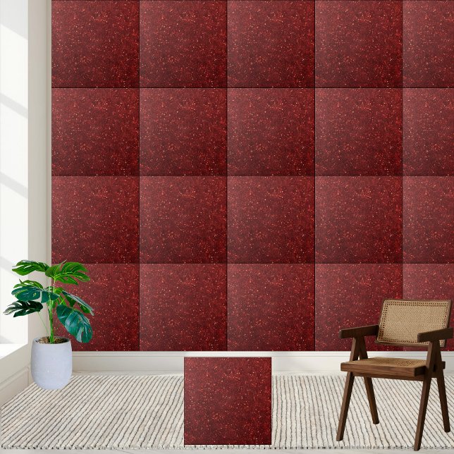 Eleganter, dunkelroter funkelnder Glitzer Fliese (Elegant Bold Dark Red Sparkling Glitter Ceramic Tile)