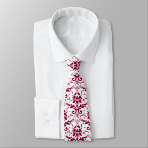 Eleganter dunkelroter-rosafarbener Vintage-Damasku Krawatte