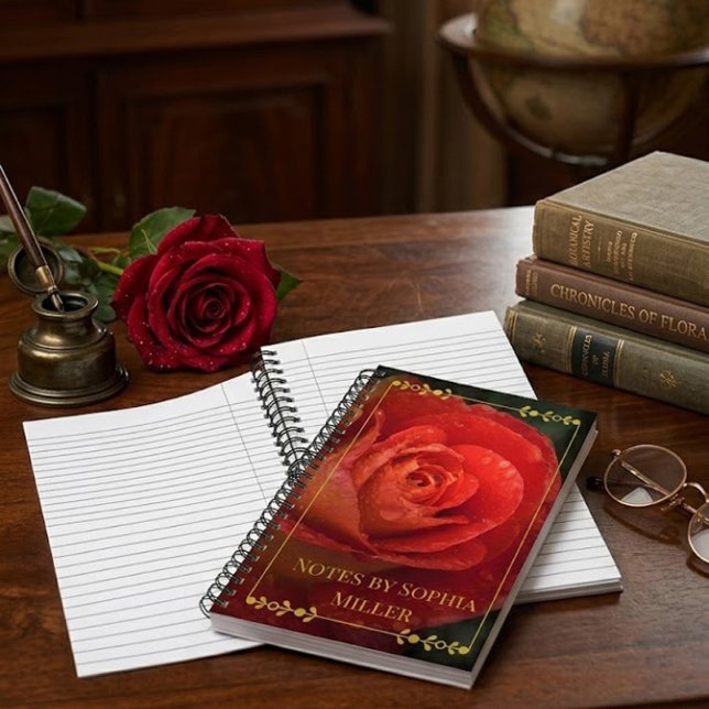 Eleganter Dunkelroter Rosen Botanischer Blumenplan Planer (Von Creator hochgeladen)