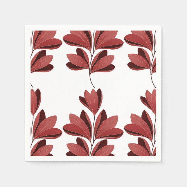 Eleganter dunkelroter stilisierter Blumenast Serviette (Vorderseite)