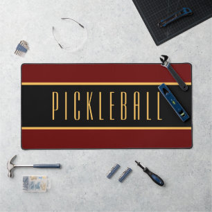 Eleganter dunkelroter Streifen PICKLEBALL Text Schreibtischunterlage