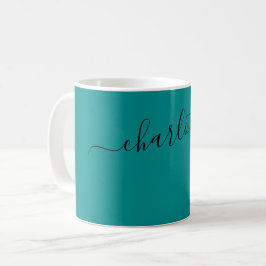 Eleganter Dunkelzyanfarbe Moderner Name Personalis Kaffeetasse