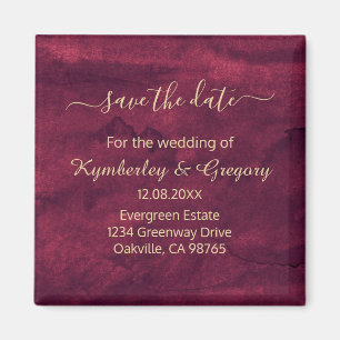 Eleganter Dunkler Burgundy Gold Akzent Save the Da Magnet