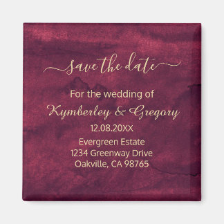 Eleganter Dunkler Burgundy Gold Akzent Save the Da Magnet