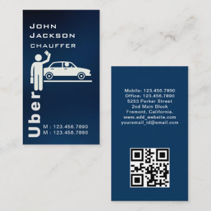 Eleganter Dunkler Taxi Fahrer/Chauffeur QR Code Visitenkarte