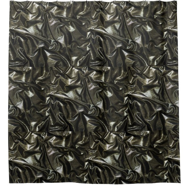 Eleganter Duschvorhang aus schwarzem Satin (Vorderseite)