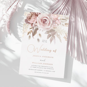 Eleganter Dustrose-Blush Hochzeit im Frühling Rose Folieneinladung