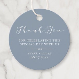 Eleganter Dusty Blue Dankeschön Geschenkanhänger