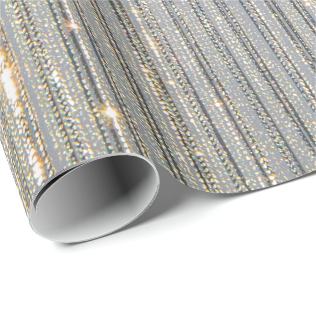 Eleganter Dusty Blue Gold & Silver Glitzer Abstrak Geschenkpapier (Rolleneckpunkt)