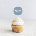 Eleganter Dusty Blue Monogram Wedding Umschlag Auf Runder Aufkleber<br><div class="desc">Moderner,  eleganter,  dunkelblauer Monogramm-Hochzeitsstift.</div>