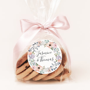 Eleganter Dusty Rose und Pfirsich-Blumenkranz-Hoch Runder Aufkleber