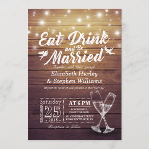 Eleganter EAT Drink & Be Verheiratet Hochzeiten Ei Einladung