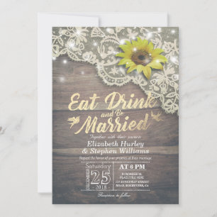 Eleganter EAT Drink & Be Verheiratet Hochzeiten Ei Einladung