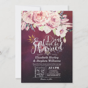 Eleganter EAT Drink & Be Verheiratet Hochzeiten Ei Einladung