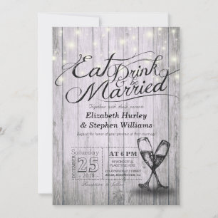Eleganter EAT Drink & Be Verheiratet Hochzeiten Ei Einladung