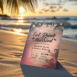 Eleganter EAT Drink & Be Verheiratet Hochzeiten Ei Einladung