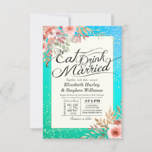 Eleganter EAT Drink & Be Verheiratet Hochzeiten Ei Einladung