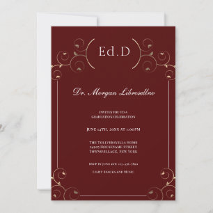 Eleganter Ed.D Gold Burgundy Abschluss Einladung