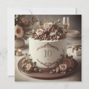 ELEGANTER EDITABLE WEDING JAHRESCAKE EINLADUNG