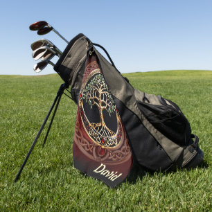 Eleganter edler Lebensbaum mit keltischem Knoten. Golfhandtuch