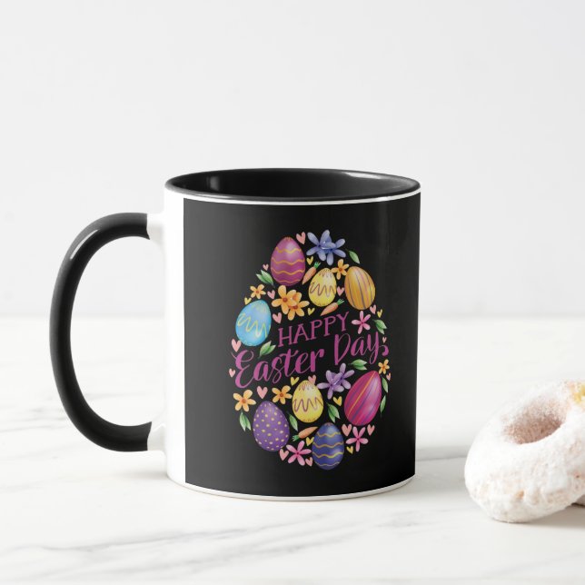 Eleganter Ei Happy Ostertag Tasse (Mit Donut)