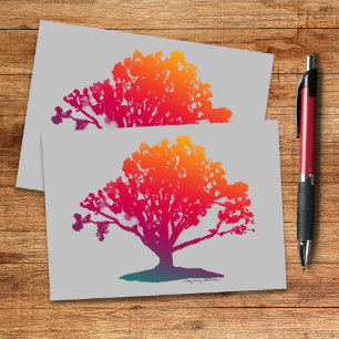 Eleganter Eichenbaum Magenta Aquamarine Silberkart Karte