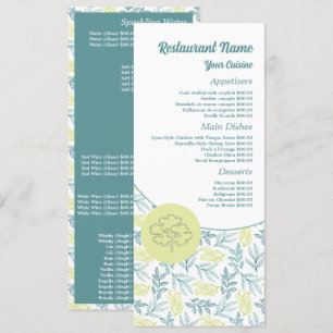 Eleganter Eichenwald, Restaurant Slimline Menükarte