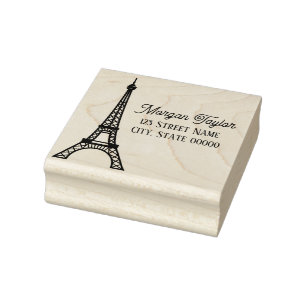 Eleganter Eiffelturm #2 Zeichnung Name Rücksendead Gummistempel