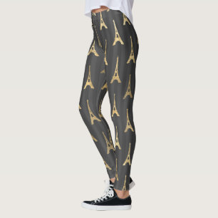 Eleganter Eiffelturm Frankreich Gelb Schwarz Verti Leggings