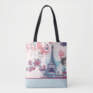 Eleganter Eiffelturm Paris und Rote Rosen Tote Tas