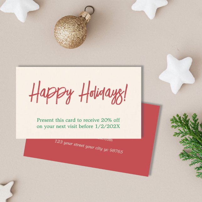 Eleganter Einfache Red Green Holiday Coupon (Von Creator hochgeladen)