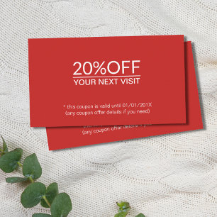 Eleganter Einfache Red White Beauty Salon Coupon