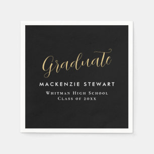 Eleganter, einfacher Gold Script-Abschluss Black Serviette