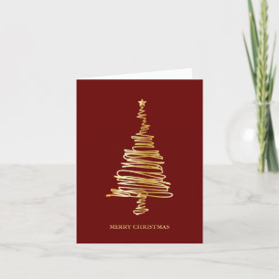 Eleganter einfacher goldener Tannenbaum Frohe Weih Feiertagskarte