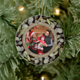 Eleganter einfacher Kranz 2 Foto Familienweihnacht Keramik Ornament